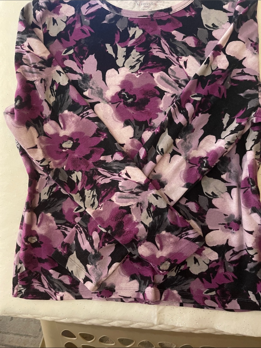 St. John's Bay Petite Classic Tee - Purple Black Tie-Dye